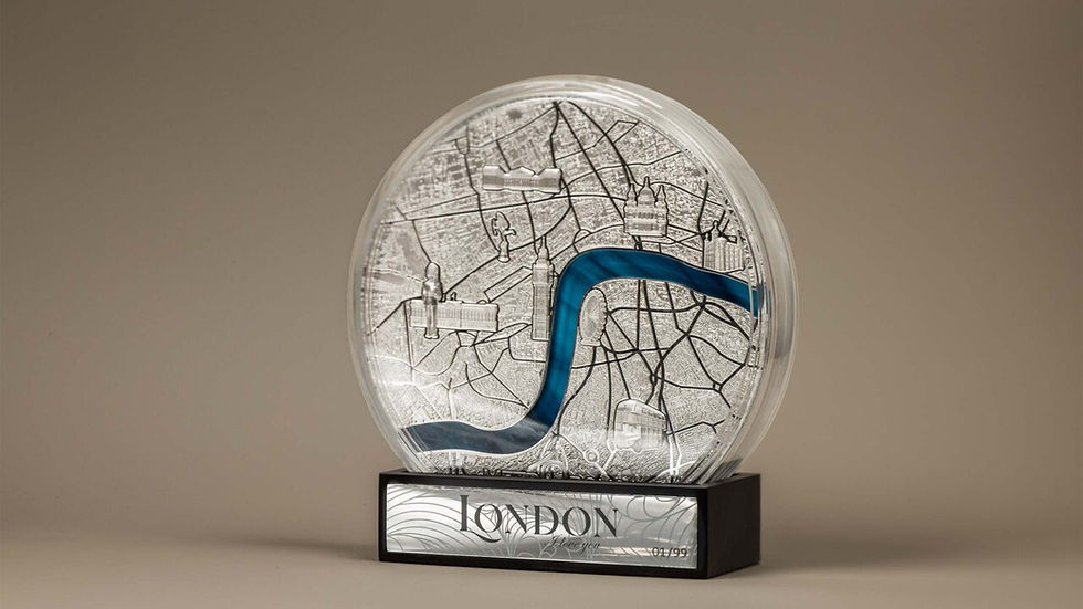 Thumbnail: LONDON Tiffany Art Metropolis 1 Kg Kilo Silver Coin 50$ Palau 2023
