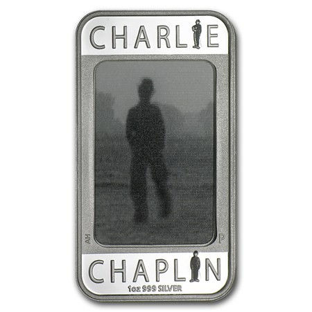Miniatura: 1 uncja Srebrna Moneta 100 Lat Śmiechu Charlie Chaplin 2014 - HOLOGRAM