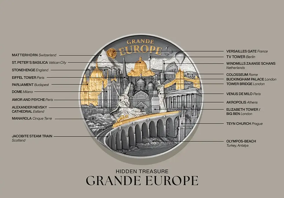 Miniature : GRANDE EUROPE Hidden Treasure 3 Oz Silver Coin 20$ Cook Island 2025