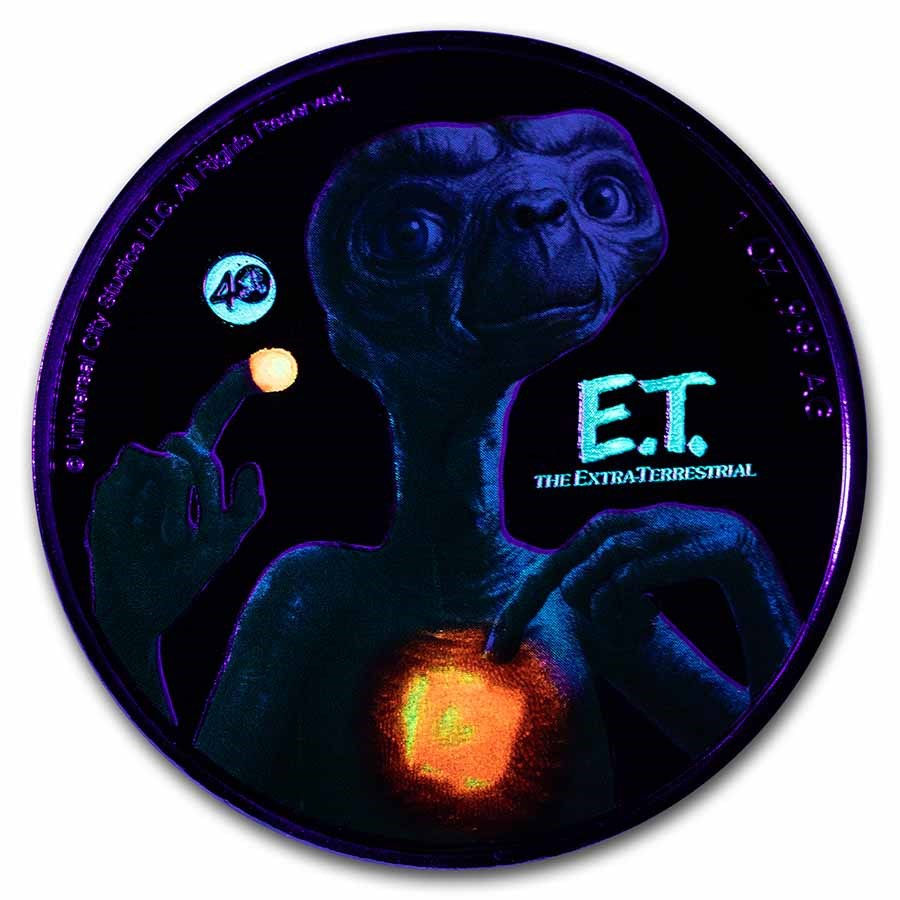Miniatura: Niue 2022 Silver Proof coin 1 oz .999 40th Anniversary E.T Glow in Dark