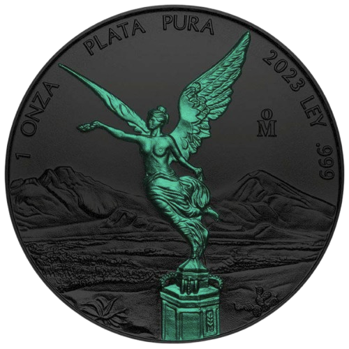 Thumbnail: Glow in the Dark Libertad 2023 1 oz Fine Silver Coloured Black Platinum Coin