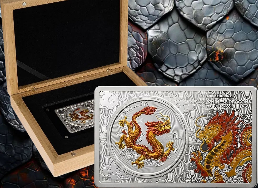 2025 China Dragon Premium Edition Colorized 2+1 (3oz) Silver Coin Bar