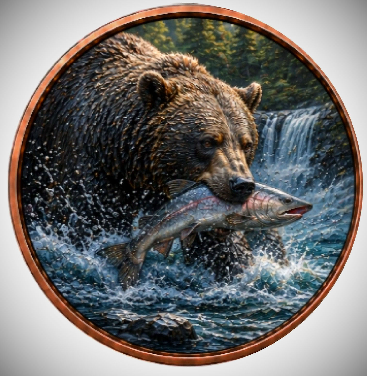 The River Angler Colorized 1 oz .999 Copper Round in Card