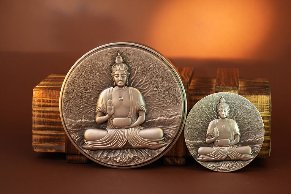 Miniatura: The Buddha - Creator of Buddhism 2oz .999 Silver Bi-Metal Antiqued Chad 2024