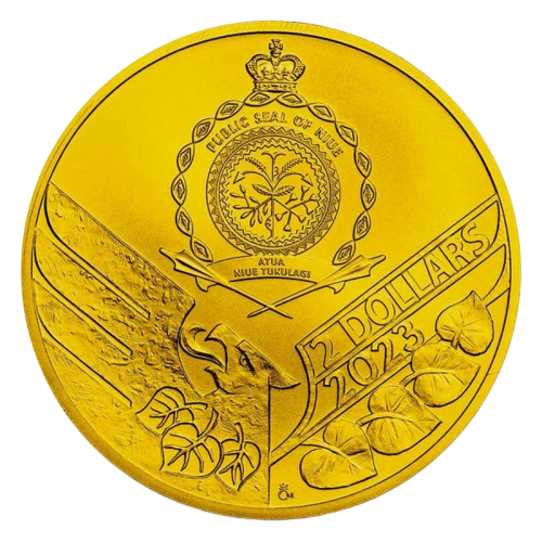 Miniatura: 2023 2 oz $2 NZD Niue Silver Czech Lion Stand FLag Colorized Gilded Coin