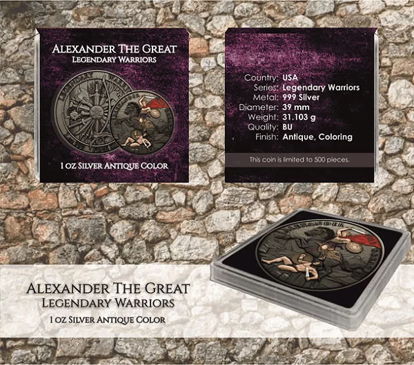 Miniaturbild: ALEXANDER THE GREAT Legendary Warriors 1 Oz Silver Medal 2023