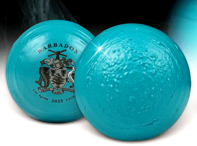 URANUS ICE GIANT SPHERICAL 3D Planet 1 Oz Silver Coin 5$ Barbados 2023
