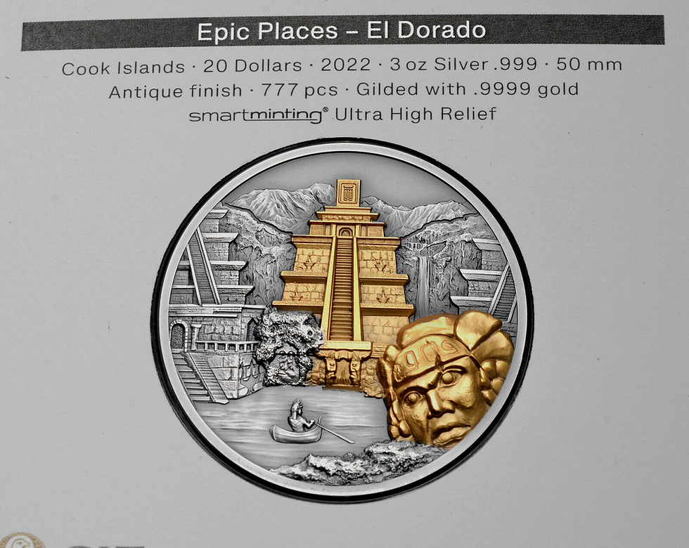 Miniatura: EL DORADO - Epickie Miejsca - Srebrna Moneta 3 Oz 20 $ Wyspy Cooka 2022
