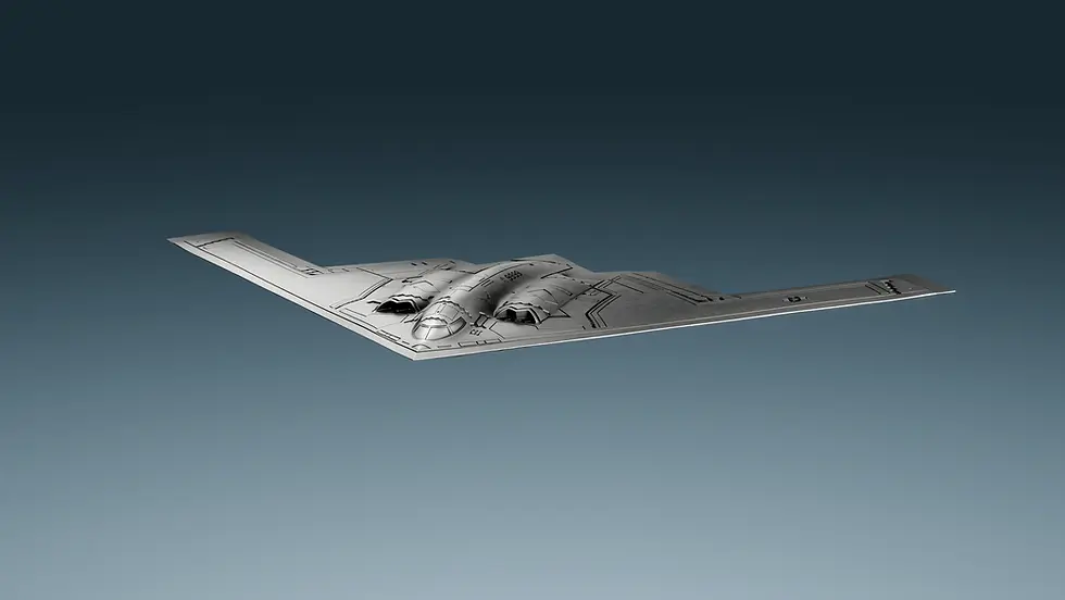 Miniature : B-2 Spirit Stealth Bomber  - 1 oz .999 Ultra High Relief Silver - 2$ Niue 2026