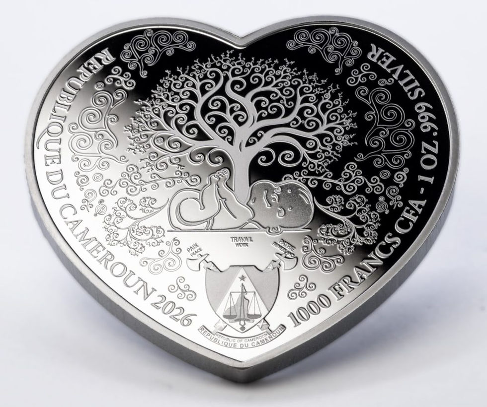 Miniatura: Baby Boy: New Born Heart series - 1oz .999 Silver Coin - 1000Franc Cameroon 2026