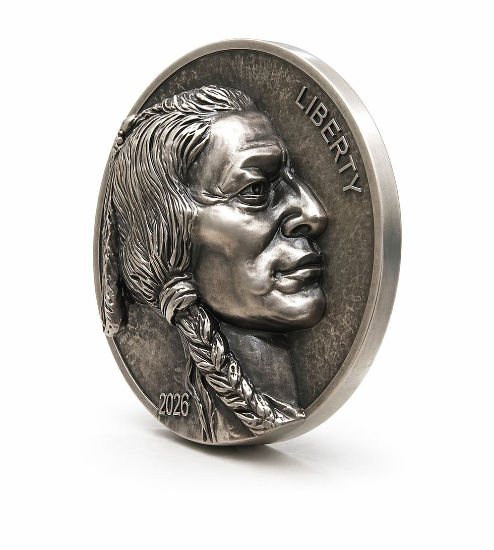 Thumbnail: Coming to Life Buffalo Nickel - 5 oz .999 High Relief Silver Coin - Sioux Nation