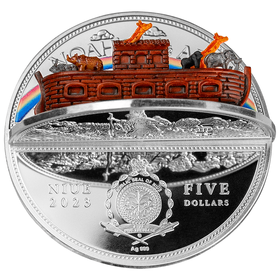 Miniatura: NOAH ARK 2 Oz 3D shape Silver Coin 5$ Niue 2023