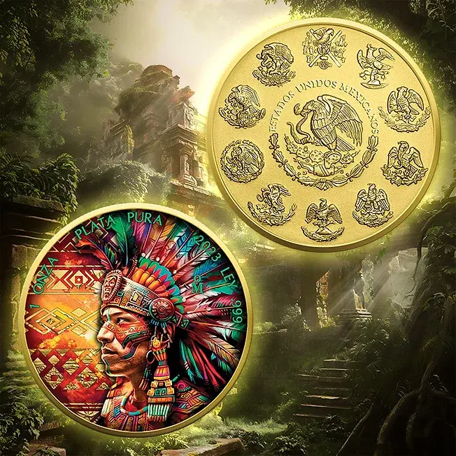 Thumbnail: Aztec Empire Series Collection - 3 x 1oz Silver Colorized Mexico Libertad 2023
