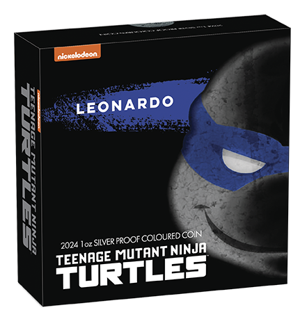 Miniature : Leonardo - Teenage Mutant Ninja Turtles 1oz Silver Coloured Proof $1 Tuvalu 2024