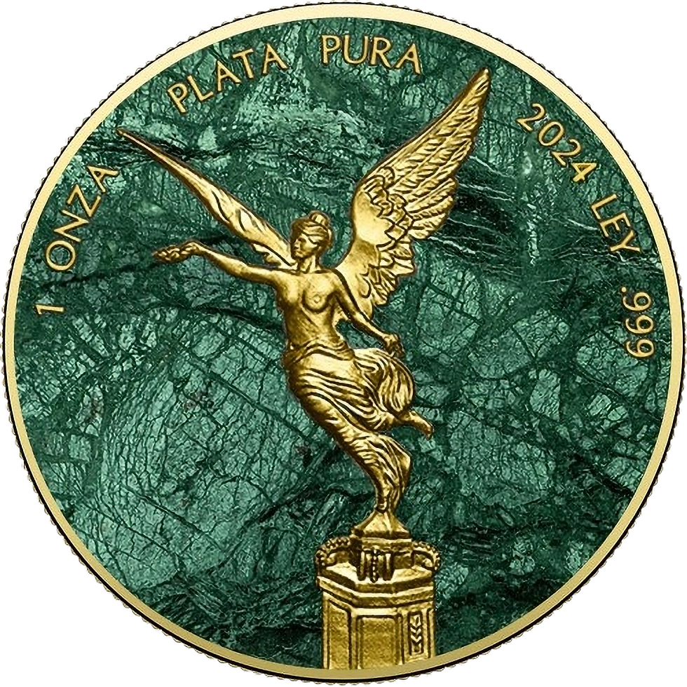 GUATEMALA GREEN MARBLE Metal Stones 1 Oz Silver Coin Mexico 2024