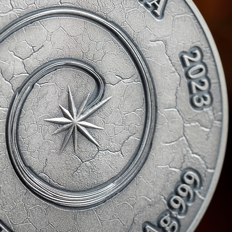 Miniatura: Phoenix Chronicles of Fire 2 oz Antique finish Silver Coin 10 Cedis Ghana 2023