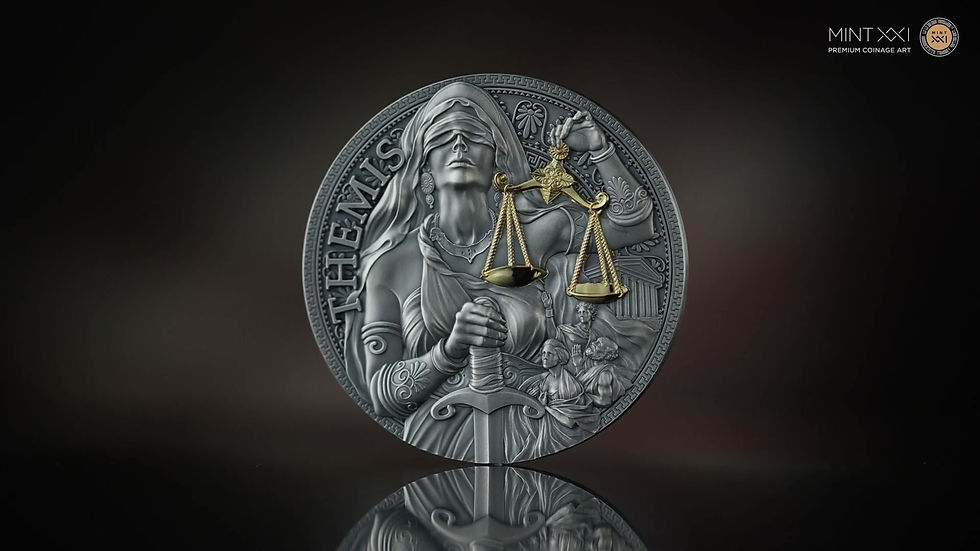 Miniature : THEMIS The Great Greek Mythology 2 oz Antique finish Silver Cameroon 2023