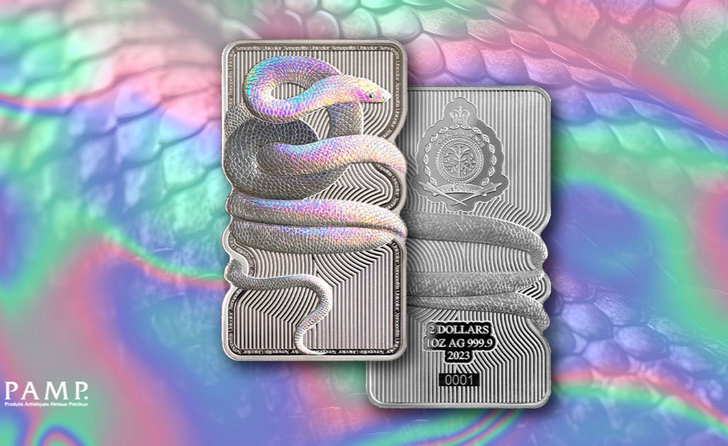 2023 1oz Niue Nature’s Grip - Sunbeam Snake Silver Shaped Coin Bar 2$ Niue
