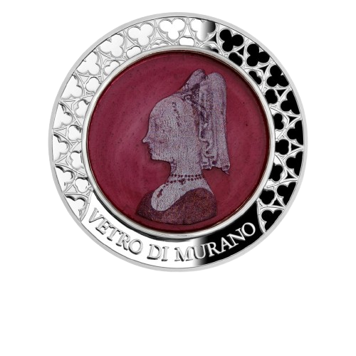 Miniatura: VENETIAN GLASS PINK LADY Handcrafted Murano Silver Coin 1000 Francs Congo 2015