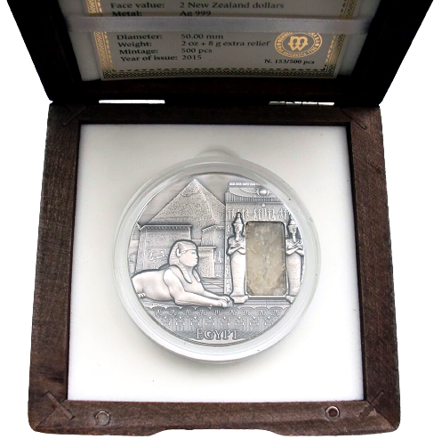 Miniature : Imperial Art EGYPT Antique Finish 2oz  Coin With Citrine Crystal $2 Niue 2015