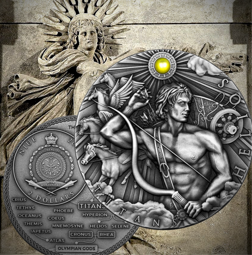 HELIOS Greek Titans 2 Oz Silver Coin 2$ Niue 2023