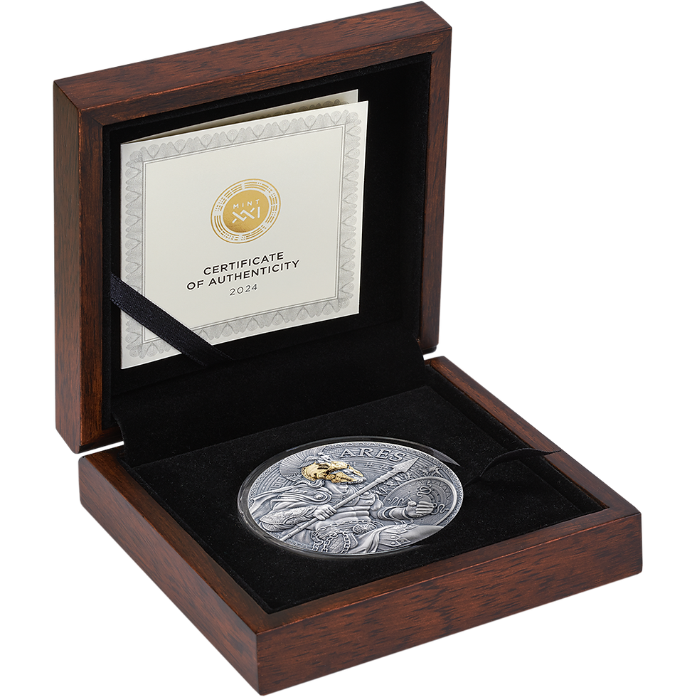 Miniature : ARES The Great Greek Mythology 2 oz Antique finish Silver Cameroon 2024