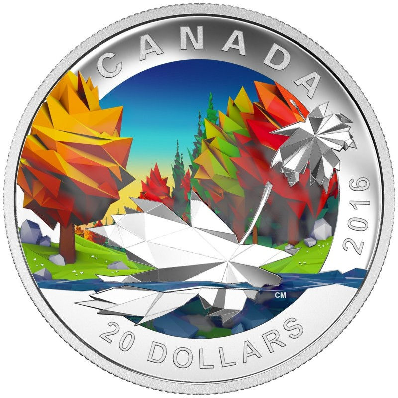 Miniatura: 2016 Canadian $ 20 Geometry in Art 5-Coin 1 oz Fine Silver Colored Deluxe