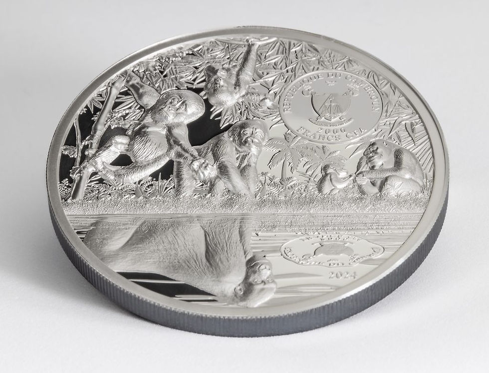 Miniatura: Gorilla Growing Up 2 Oz Silver Coin 1000 Togrog Mongolia 2024