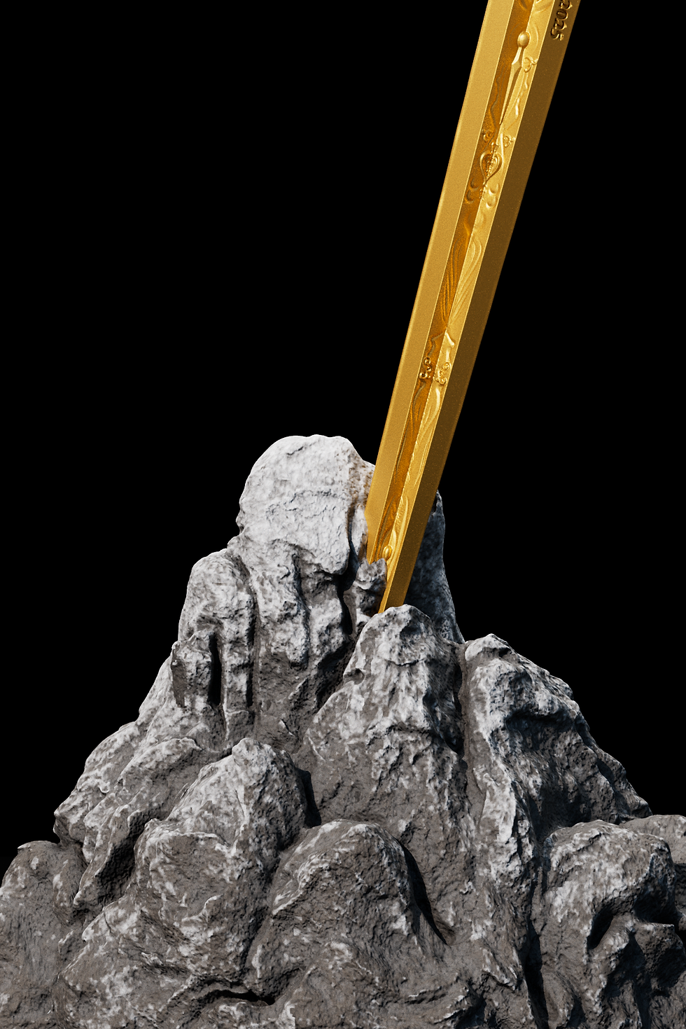 Miniatura: Legend of the Sword Excalibur 2 oz Gold Glided Silver Shaped Embedded Stone 2025