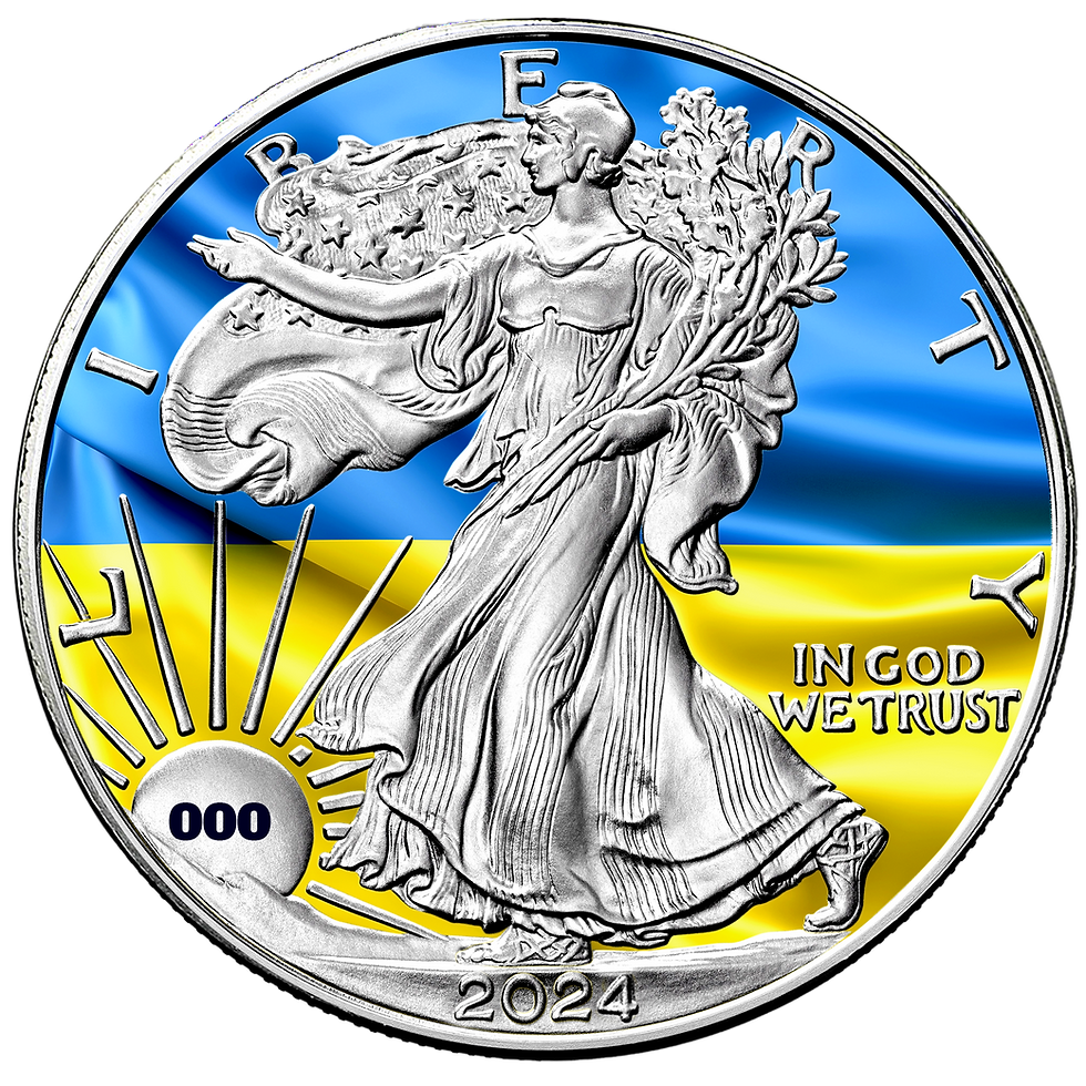 Miniatura: UKRAINE - Flags of the World - 1oz .999 American Silver Eagle- $1 USA 2024