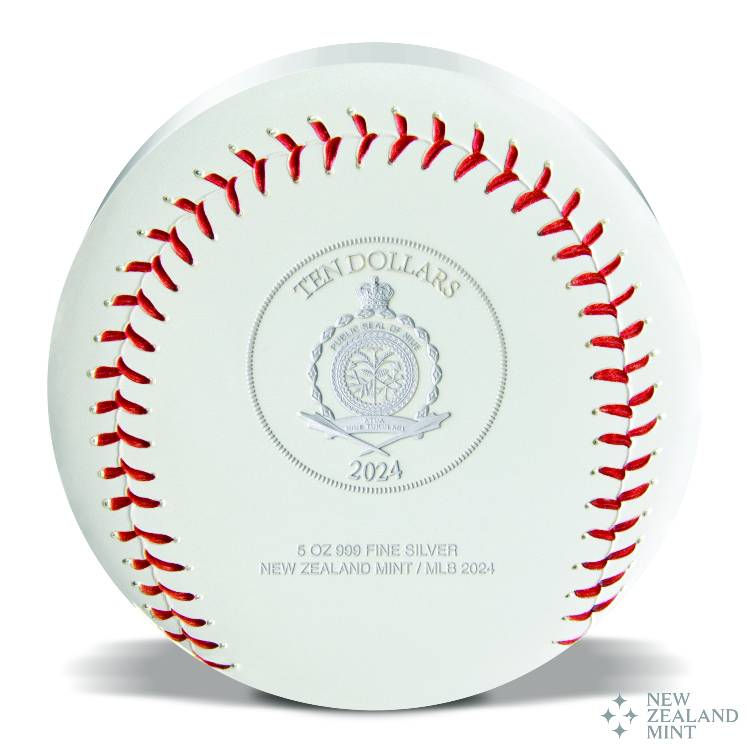Miniatura: MLB Logo Baseball 5 oz Silver Colorized Proof Coin $10 Niue 2024