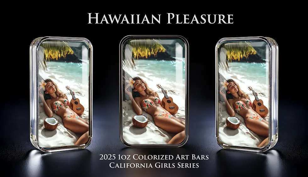Miniatura: Cali Girls Song Bar Series "Hawaiian Pleasure" 1oz .999 Silver Color Art Bar
