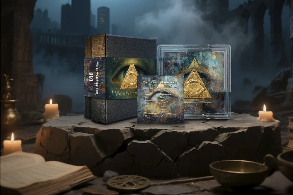 Miniatura: Eye of Providence 2 oz .999 High Relief Gold Glided Silver Coin Cameroon 2025