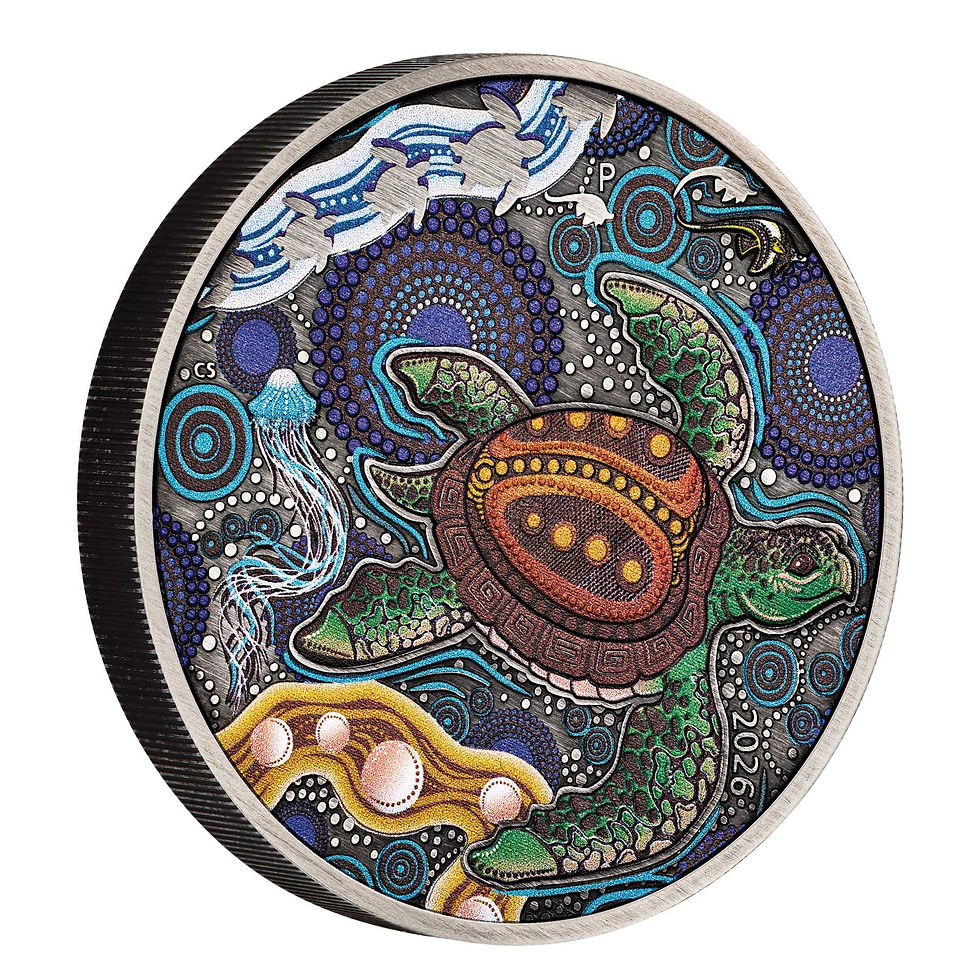 Miniature : Turtle Yaunati - 2 oz .999 Silver Antiqued Coloured Coin – 2$ Australia 2026