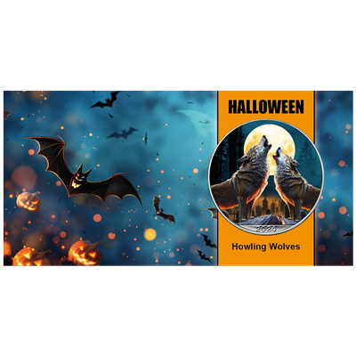 Miniatura: 2024 U.S. Eagle Halloween - Howling Wolves Edition 1 oz Silver Coin