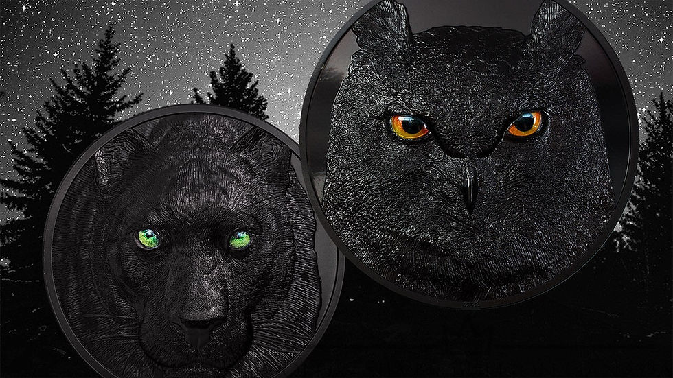 Miniatura: PANTERA NEGRA - CAZADORES DE NOCHE - 2020 2 oz Pure Silver Obsidian Black Smartmin