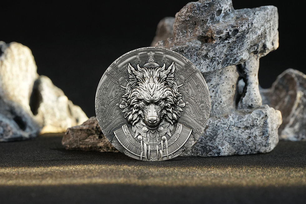 Miniatura: Egyptian God Anubis 2 Oz .999 Silver Coin 2000 Francs CFA Gabon 2024