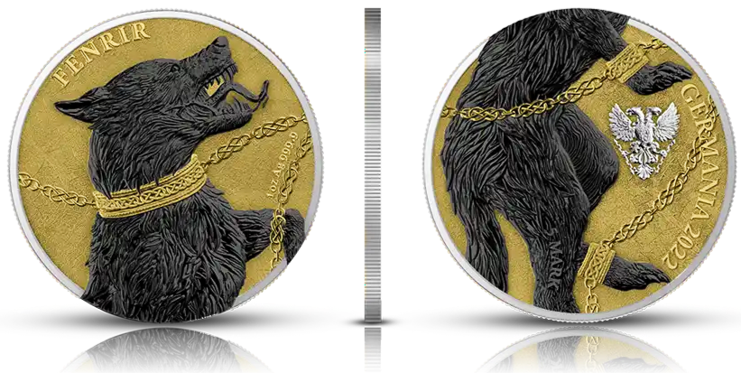 Miniatura: Germania beasts: Fenrir 2 X 1 oz Silver ennobled Gold and Black Germania 2022