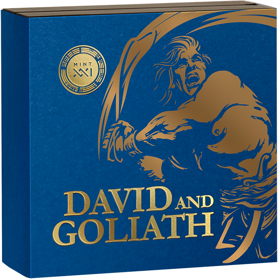 Miniatura: DAVID AND GOLIATH 2 Oz Silver Coin 10 Cedis Ghana 2022