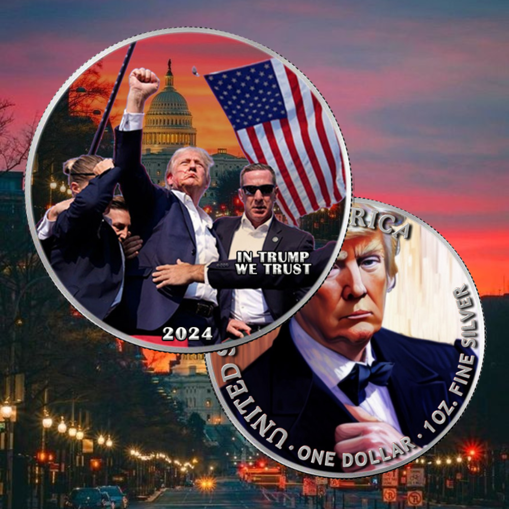 WE STAND WITH TRUMP Donald 1 Oz Silver Antique Coin 1$ USA 2024