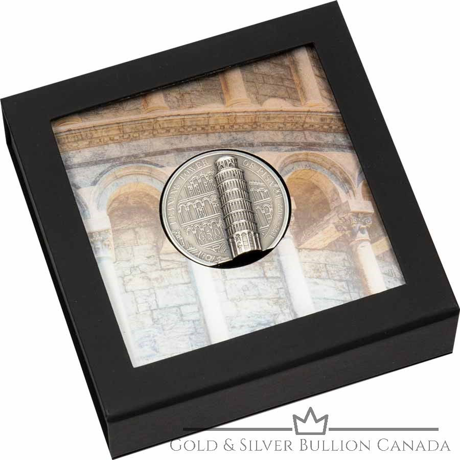 Miniatura: TORRE INCLINADA DE PISA 2 Oz Moneda Plata 10 $ Cook Islands 2022
