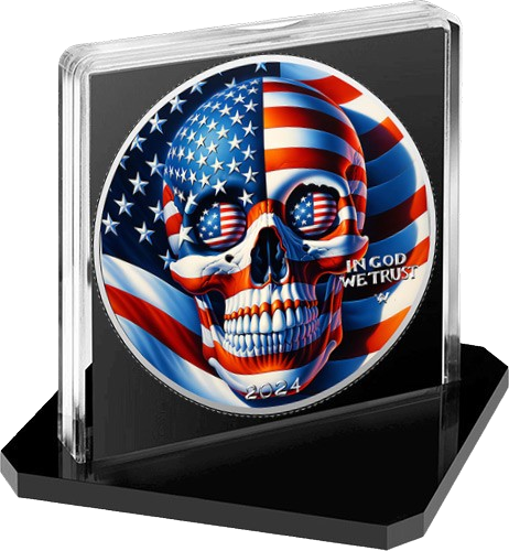 Miniature : AMERICAN SKULL Rebellion & Counterculture 1 Oz Silver .999 Coin 1$ USA 2024