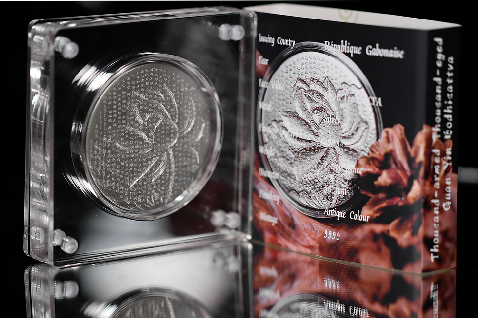Miniaturbild: Thousand-Armed Thousand-Eyed Guan Yin Bodhisattva 2 oz Antique Silver Gabon 2025