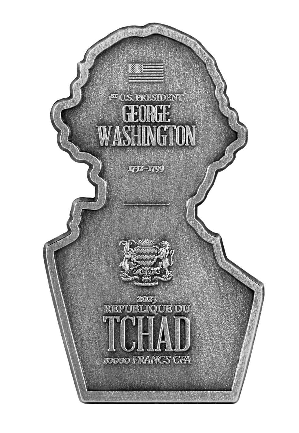 Miniature : George Washington 2 oz Fine Silver Coin – Chad 2023 – 10000 Francs CFA