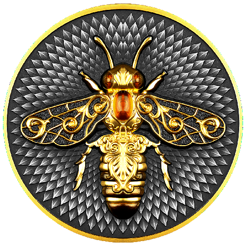 Miniature : Industrious Bee 2 oz Silver Coin $5 Niue 2023