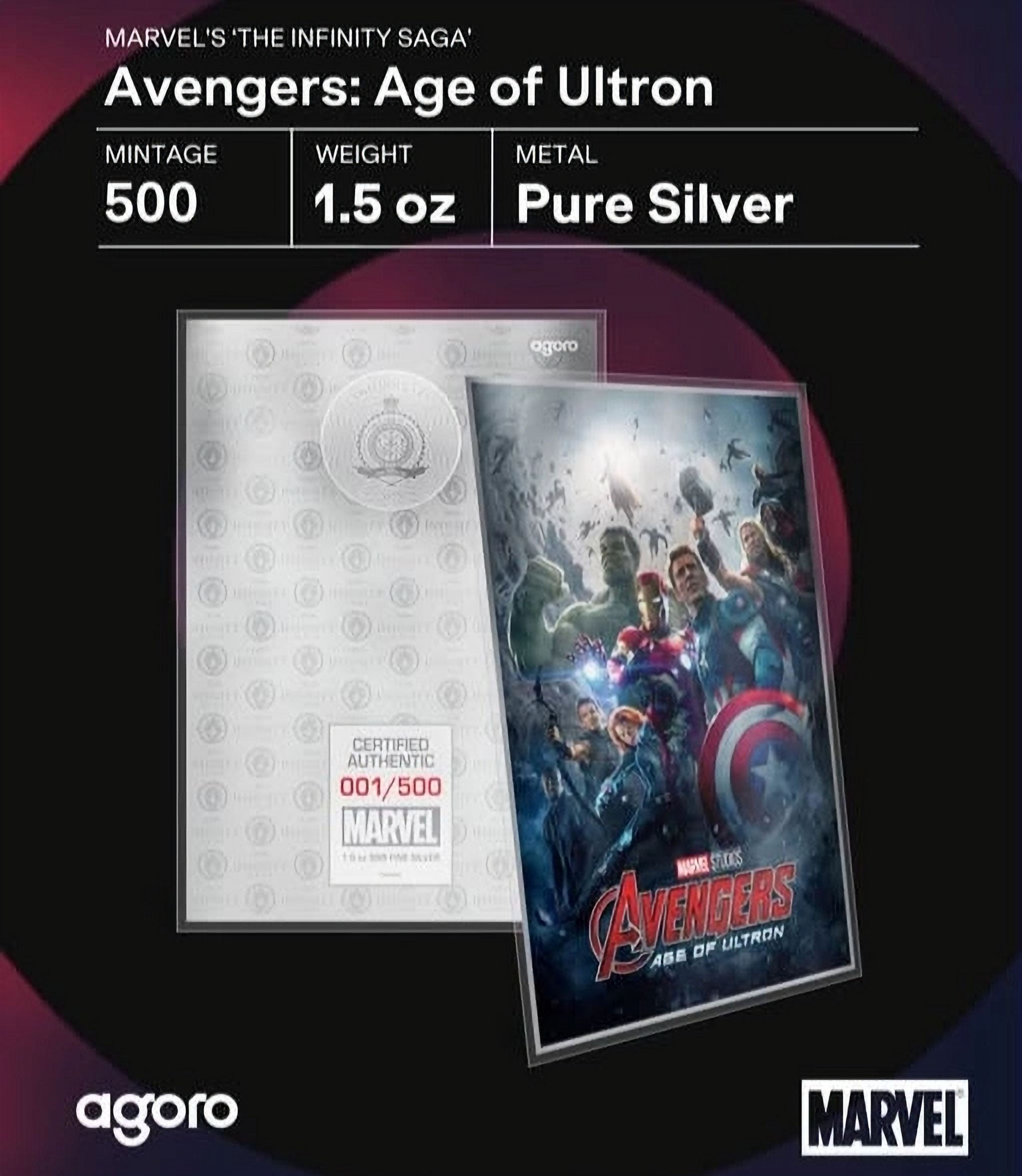 Marvel – The Infinity Saga - Avengers: Age of Ultron 1.5oz Silver Foil Niue 2025