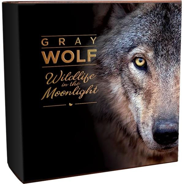 Thumbnail: Gray Wolf Wildlife in the Moonlight 2 oz Antique finish Silver Coin 5$ Niue 2020
