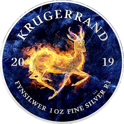 Miniatura: KRUGERRAND Lód i Ogień 1 Oz Srebrna Moneta 1 Rand RPA 2019
