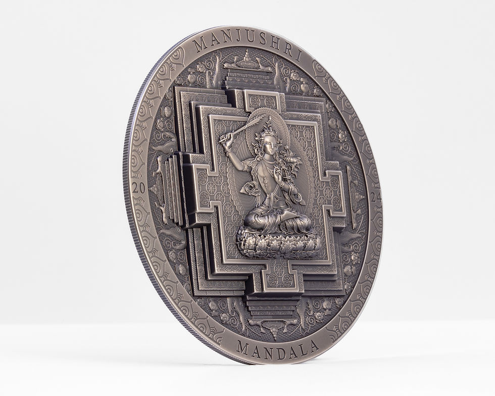 Miniatura: MANJUSHRI MANDALA Archeology Symbolism Antique 3 Oz Silver Coin  Mongolia 2024