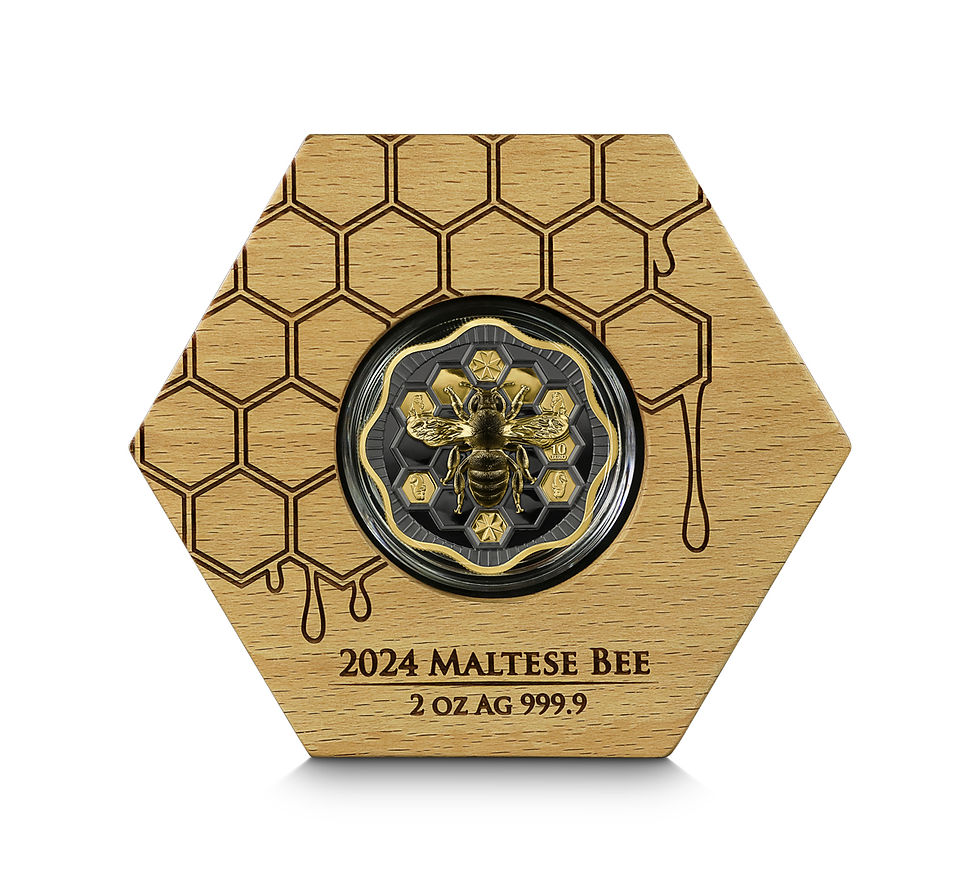 Miniatura: 2024 Malta Maltese Bee 10 Euro 2 oz High Relief Black Ruthenium Silver BU